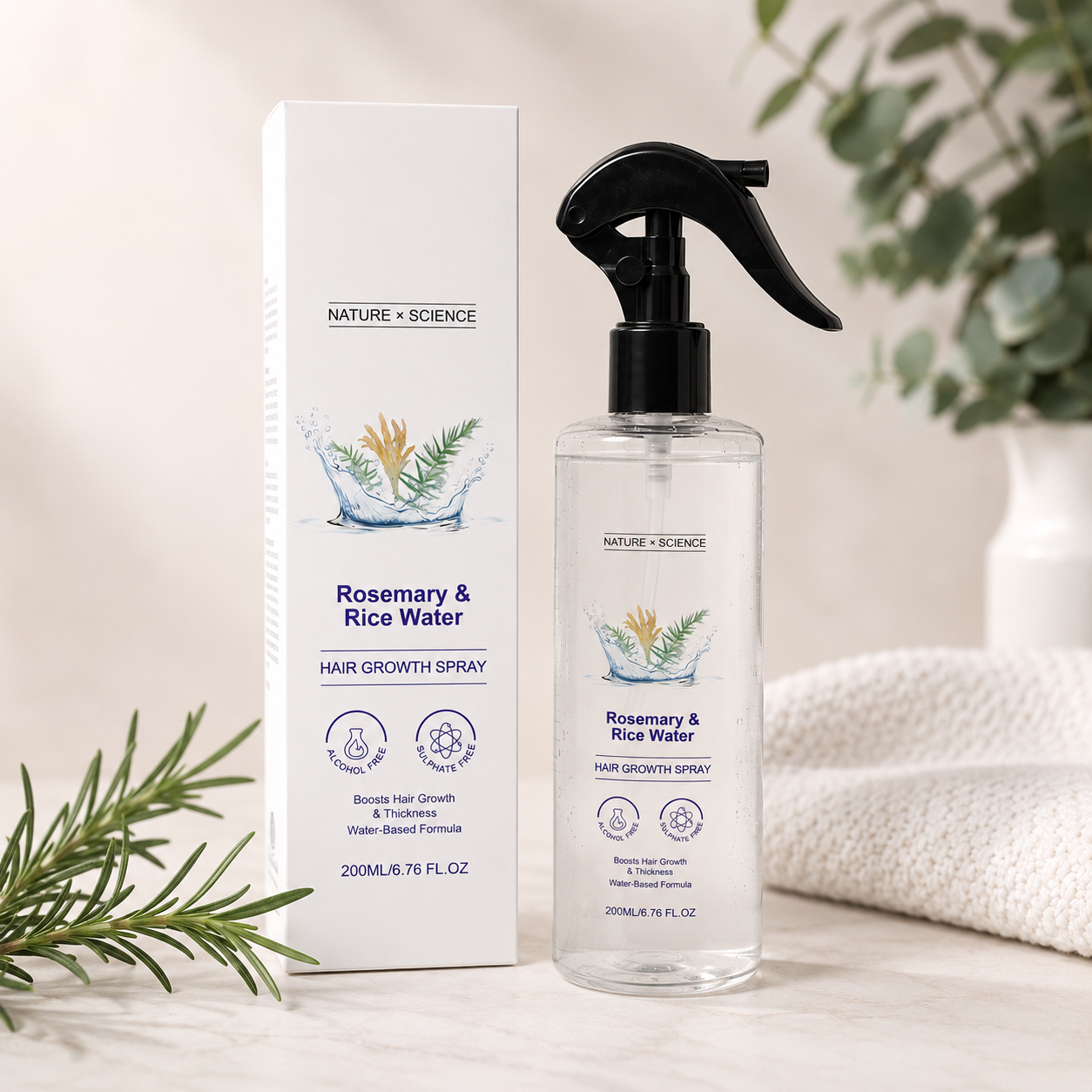 Nature x Science™ Rozmaryn & Woda Ryżowa Mgiełka do Włosów